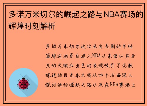 多诺万米切尔的崛起之路与NBA赛场的辉煌时刻解析
